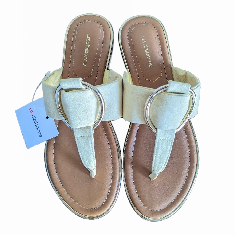 NWT Womens 6.5 Yellow Flat Thong Sandals Flip Flop Gold